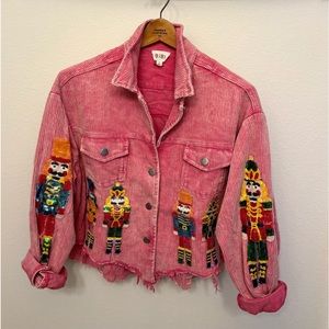 Sparkle & Shine  nutcracker corduroy sequin jacket  -same day shipping
